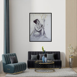 Preview of 'Blossom 2' Painting by Mansi Sagar shown on a wall in a furnished room.