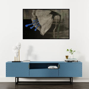 Preview of 'Blossom 5' Painting by Sulakshana Dharmadhikari shown on a wall in a furnished room.