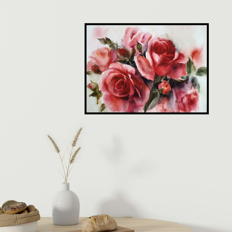 In-situ view of Puja Kumar's 'Blossom (A Bouquet of Love**)' painting in a room