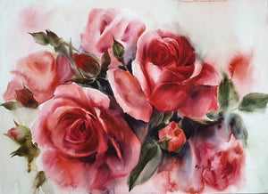 Nature watercolor painting titled 'Blossom', 22x30 inches, by artist Puja Kumar on Paper
