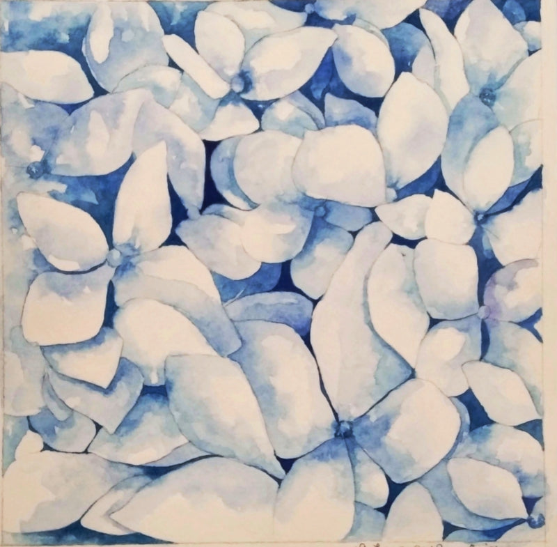 Blue' nature watercolor painting by artist Anjana Sihag, 8x8 inch, on paper
