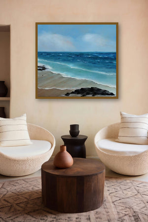 Blue Bliss (Coastal Rhythm: A Symphony in Blue) by artist Persis Chhapkhanawalla displayed in a Boutique gallery