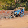 Landscape gouache painting titled 'Blue Cart', 10x14 inches, by artist Ramesh Jhawar on Toned paper