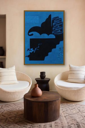 Blue Fold Abstract by artist Santosh More displayed in a Indian Art gallery