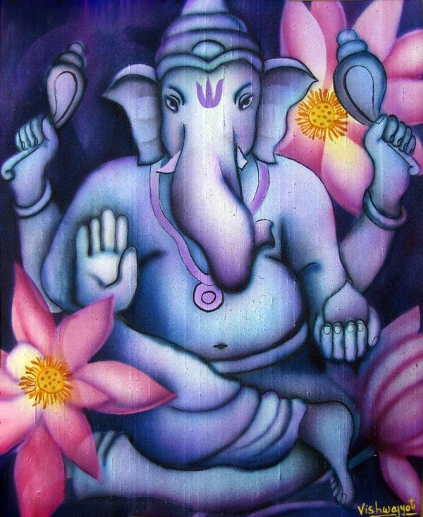Blue Ganesha II by Vishwajyoti Mohrhoff | ArtZolo.com
