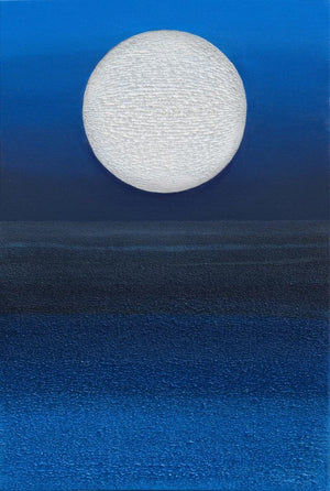 Landscape acrylic painting titled 'Blue Heaven', 35x27 inches, by artist Mamoon Nomani on Canvas