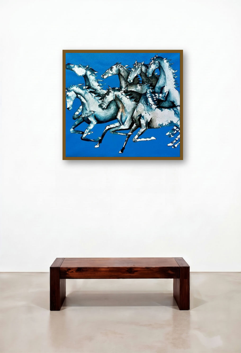 Blue Horses (Blue Horses) by artist Ranjith Raghupathy displayed in a Coastal Foyer