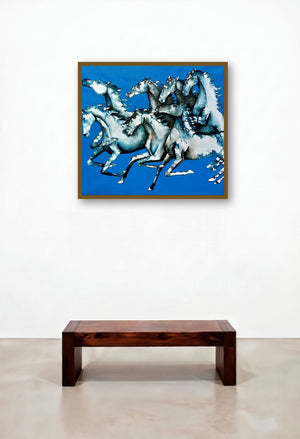 Blue Horses (Blue Horses) by artist Ranjith Raghupathy displayed in a Coastal Foyer