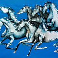 Animals acrylic painting titled 'Blue Horses', 21x31 inches, by artist Ranjith Raghupathy on Canvas