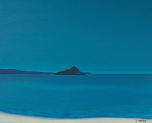 Blue Island (Sapphire Isle) by SIMON MASON, Print Oil Landscape Painting on Canvas, X-Small Horizontal Wall Art
