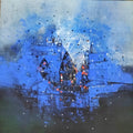 Blue Magic' abstract acrylic painting by artist Dnyaneshwar Dhavale, 36x36 inch, on canvas
