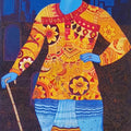 Figurative acrylic painting titled 'Blue Man', 40x22 inches, by artist Bhaskar Lahiri on Canvas