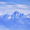 Landscape Digital Painting digital art titled 'Blue Mountain Peaks', 11x24 inches, by artist Ashwin Rajaraman on canvas