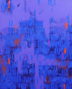 Abstract acrylic painting titled 'Blue Patterns', 36x30 inches, by artist Ns Art on Canvas