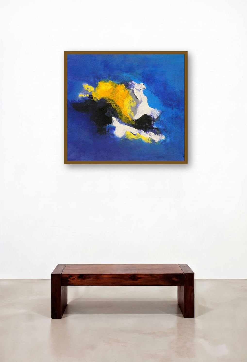 Blue Ride I (Sapphire Serenity) by artist Sadhna Raddi displayed in a Traditional Living Room