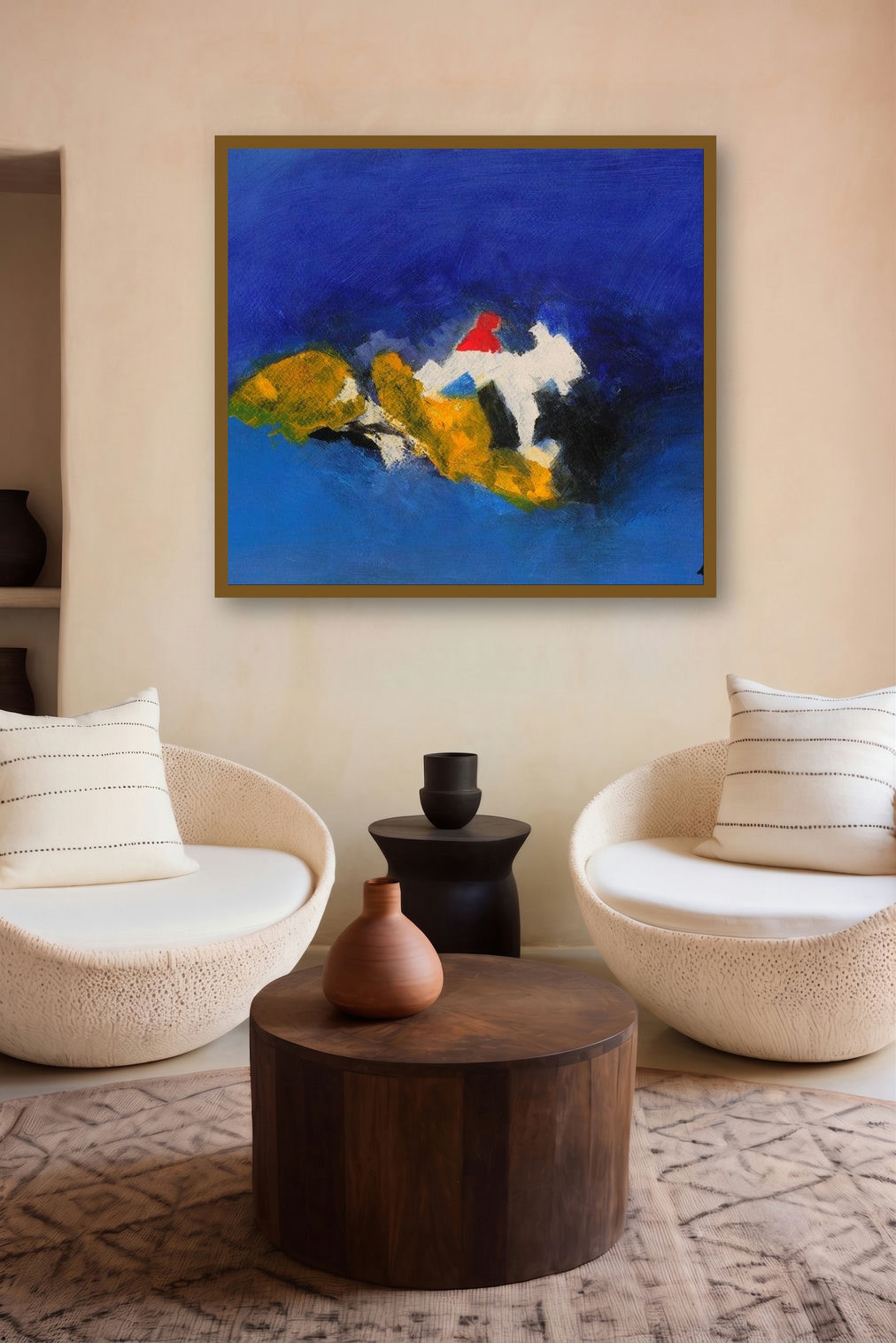Blue Ride Ii (Azure Dreamscape) by artist Sadhna Raddi displayed in a Modern gallery