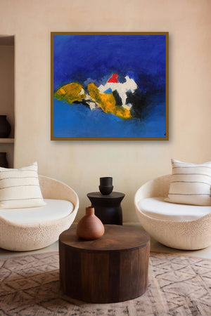 Blue Ride Ii (Azure Dreamscape) by artist Sadhna Raddi displayed in a Modern gallery