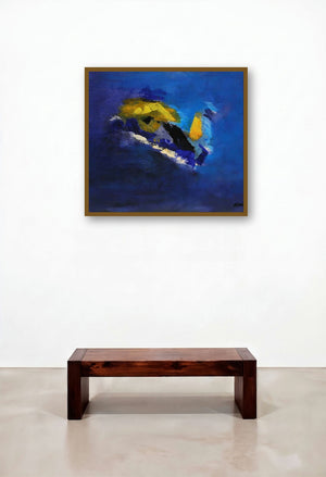 Blue Ride V (Indigo Dreams) by artist Sadhna Raddi displayed in a Art Deco Lounge