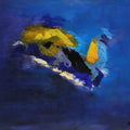 Abstract acrylic painting titled 'Blue Ride V', 11x15 inches, by artist Sadhna Raddi on Paper