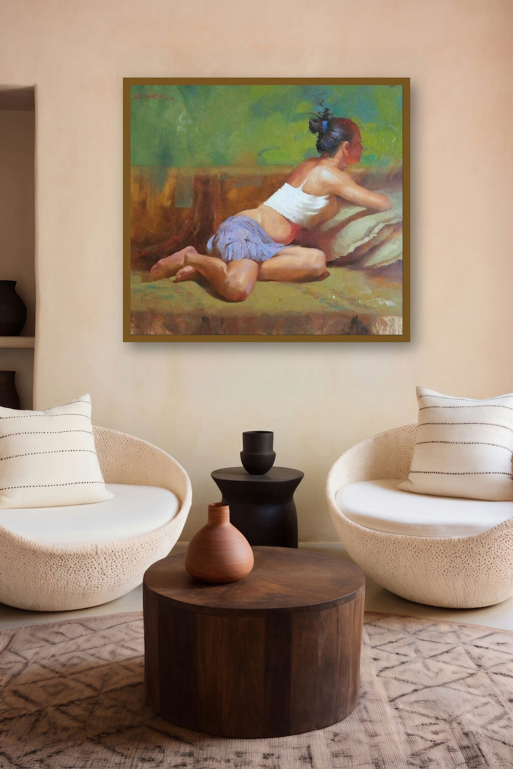 Blue Skirt 2 by artist Ganesh Hire displayed in a Luxury gallery