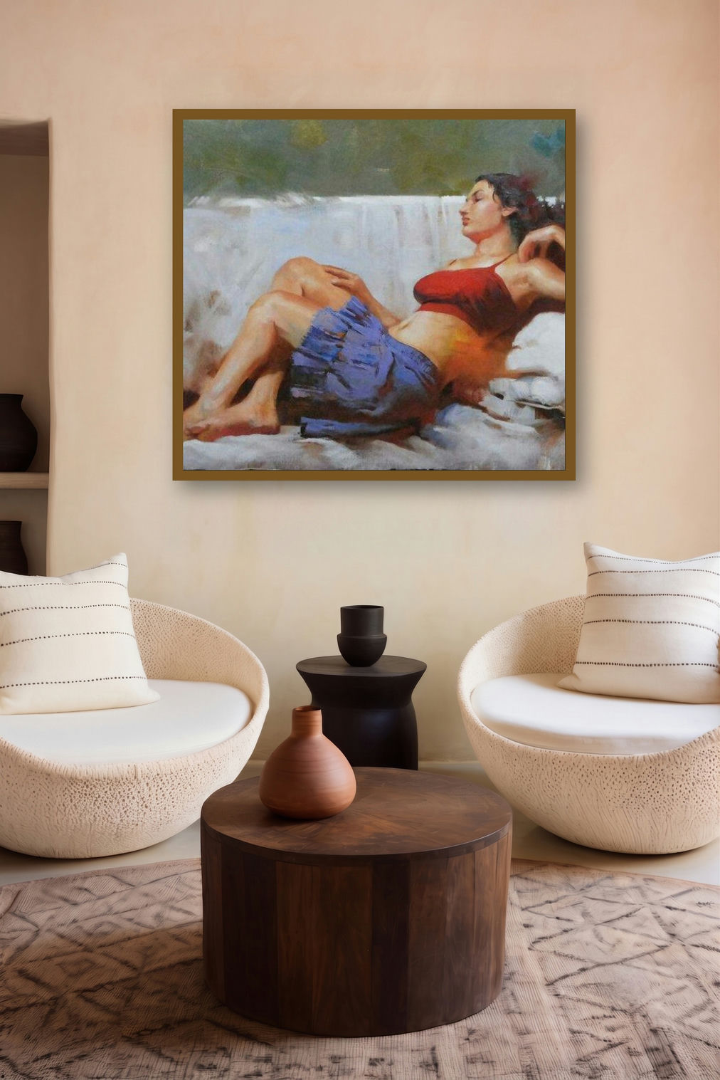 Blue Skrit by artist Ganesh Hire displayed in a Curated gallery