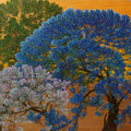 'Blue Tree' nature oil painting by artist Pardeep Singh, 54x60 inch, on canvas