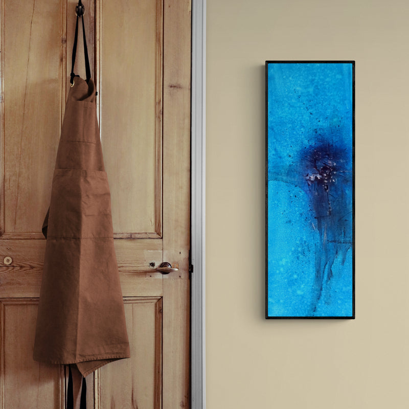 In-situ view of Dnyaneshwar Dhavale's 'Blue 20 (Deep Dive)' painting in a room