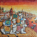 Board Meeting At Varanasi Ghat 2' animals acrylic painting by artist Anirban Seth, 24x30 inch, on canvas