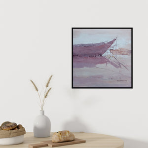 In-situ view of Amol Dubhele's 'Boat 1 (Boat on Shore)' painting in a room