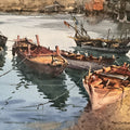 Boat 13' seascape watercolor painting by artist Amol Dubhele, 11x17 inch, on paper