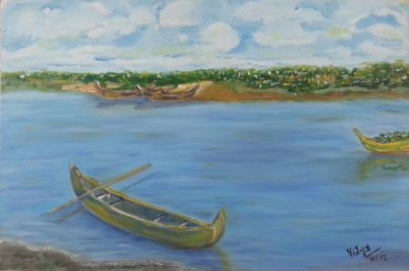 Boat Series6 Painting by Vidya Lakshmi | ArtZolo.com