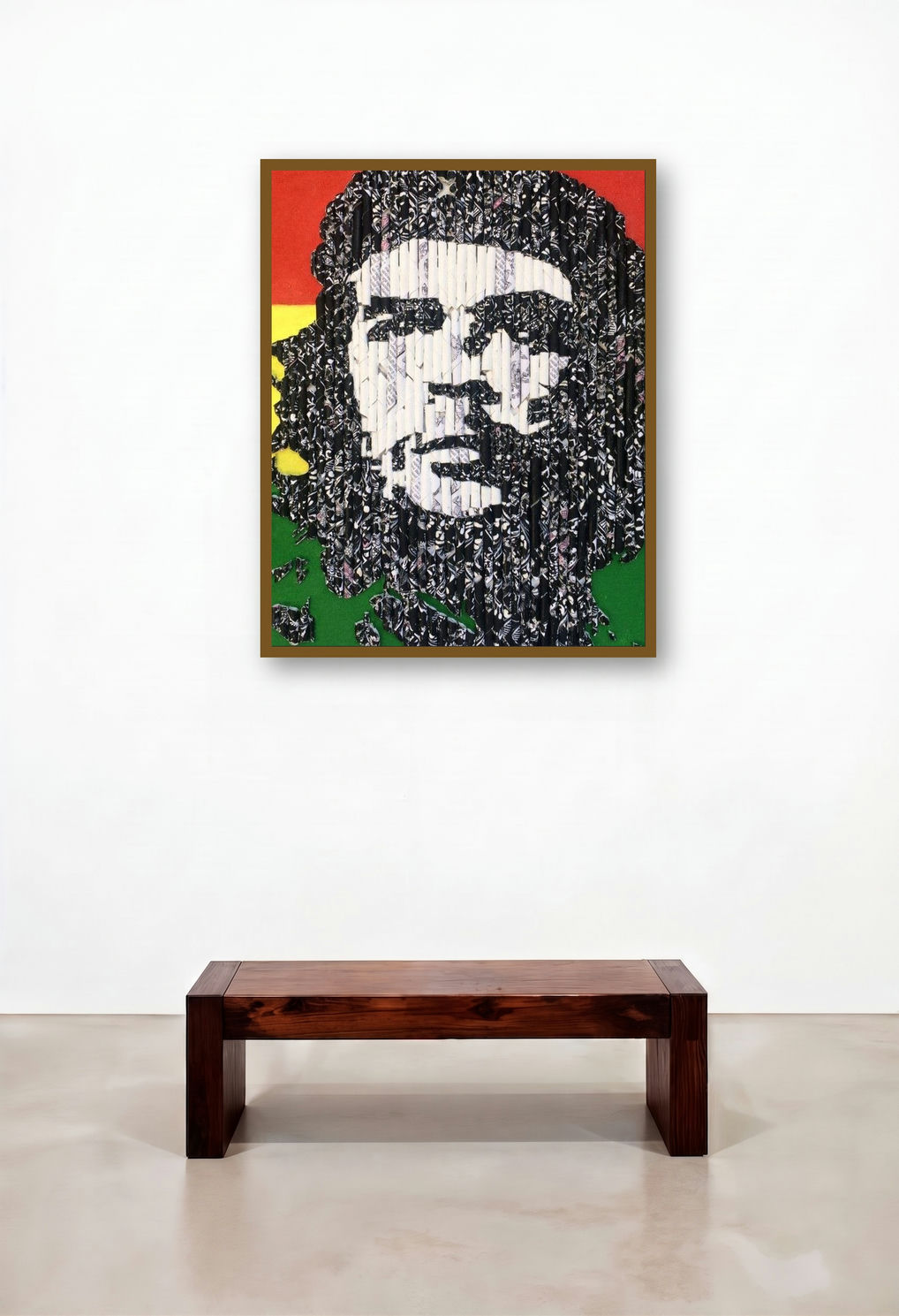 Bob Marley (Redemption) by artist Vinita Dasgupta displayed in a Boutique Hotel Style Living Room