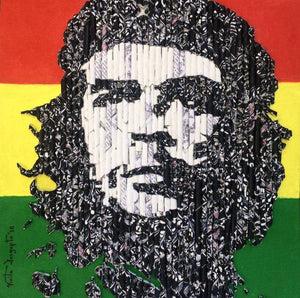Bob Marley (Redemption) by Vinita Dasgupta, Original Board Portrait Painting on Board, X-Small Square Wall Art