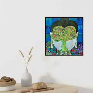 In-situ view of Chandra Morkonda's 'Bodhi Tree (Enlightenment Within)' painting in a room