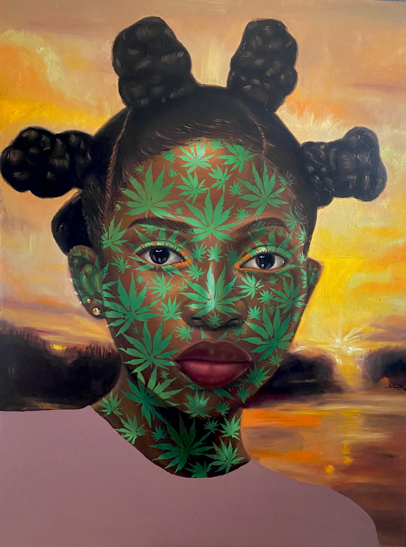 'Bold And Beautiful 3' figurative oil painting by artist Ganiyat Abdulazeez, 48x36 inch, on canvas