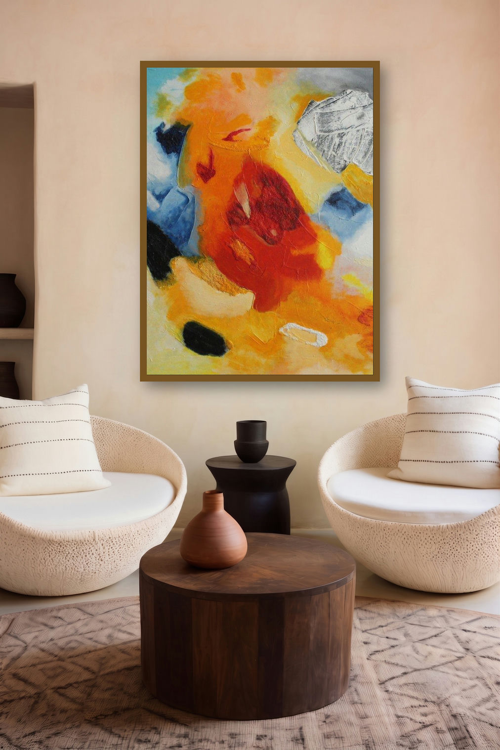 Bold Graphic (Convergence) by artist Ranga Naidu displayed in a Boutique gallery