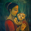Figurative acrylic painting titled 'Bonbibi', 30x24 inches, by artist Sumon Naskar on Canvas