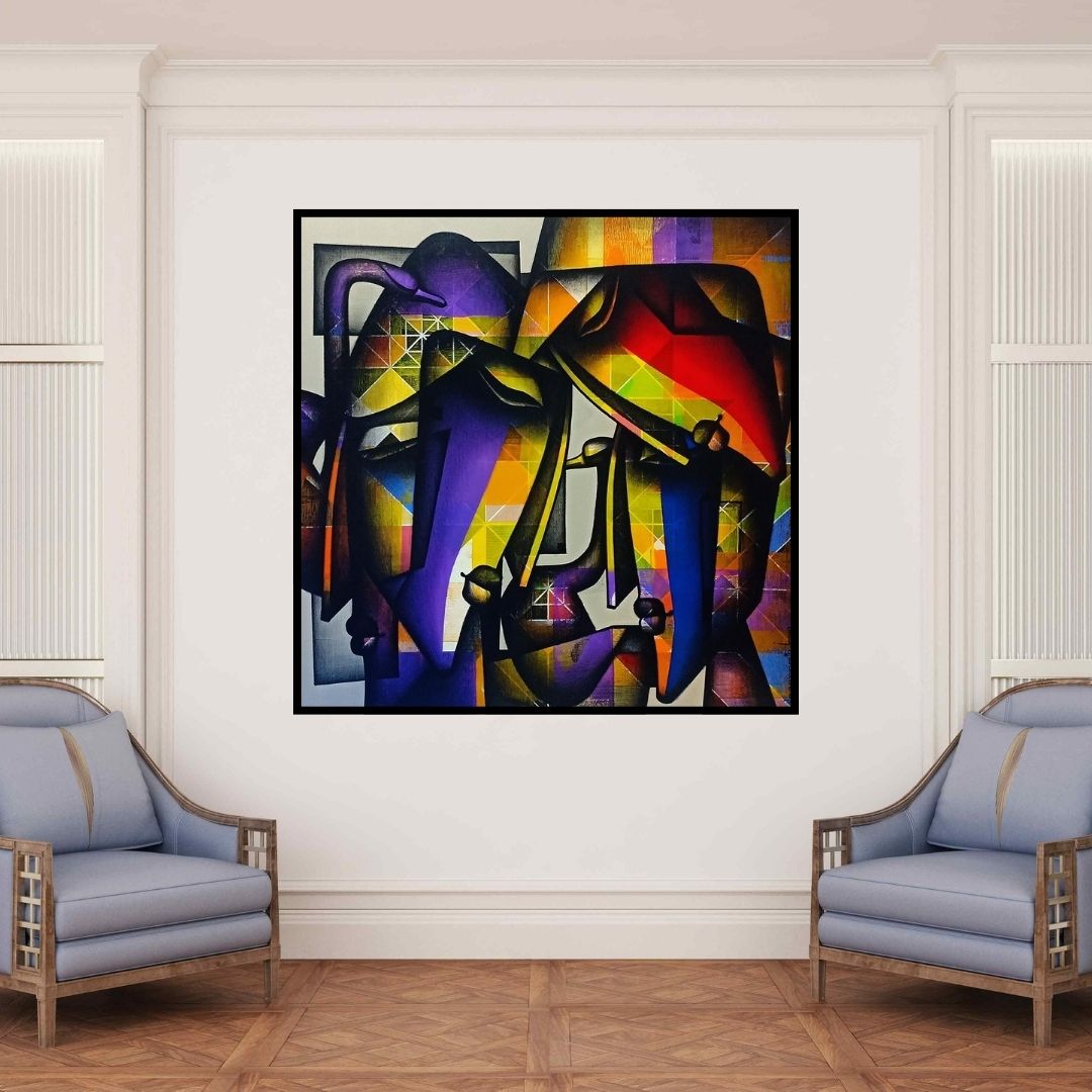 In-situ view of Jagannath Paul's 'Bond Of Love 3' painting in a room