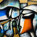 Figurative acrylic charcoal painting titled 'Bond Of Love Series 1', 30x60 inches, by artist Jagannath Paul on Canvas
