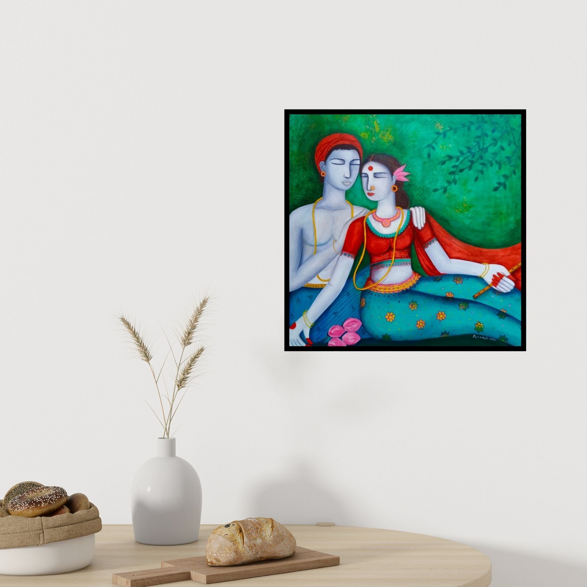 In-situ view of Paramita Chowdhury's 'Bonding (Eternal Romance)' painting in a room