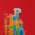 Born In Red' contemporary acrylic painting by artist Ashish Bodade, 60x30 inch, on canvas