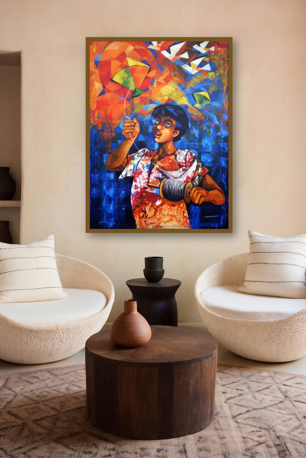 Born To Play (Joyful Abandon) by artist Pradip Goswami displayed in a Curated gallery