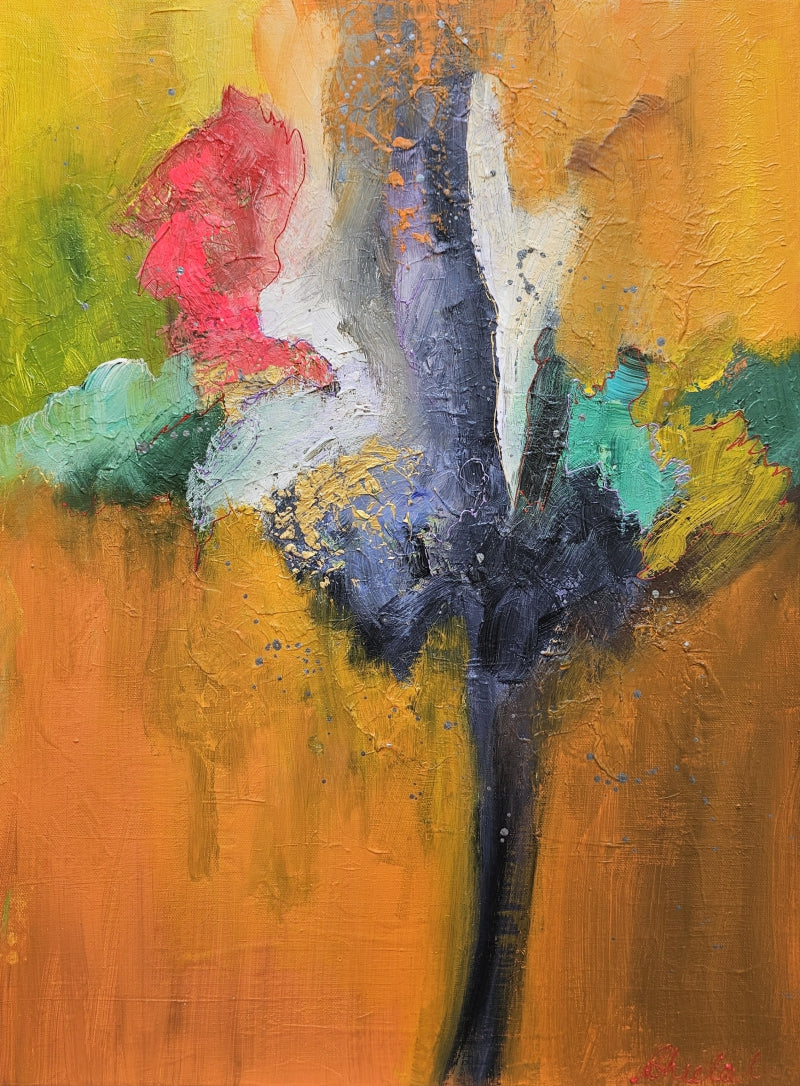 Bouquet No 3' abstract acrylic painting by artist Sheetal Singh, 24x18 inch, on canvas