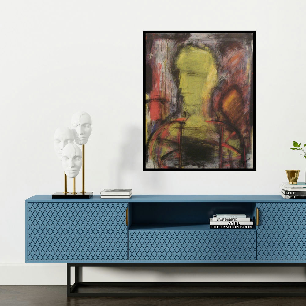 'Brave Heart 1' painting by D S Rane shown on a wall in a furnished room.