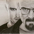 Portrait pencil drawing titled 'Breaking Bad', 7x10 inches, by artist Joanne Morais on Paper