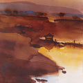 Landscape watercolor painting titled 'Breaking Dawn Hues', 22x15 inches, by artist Prashant Prabhu on Arches Paper