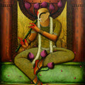 'A Breath Of Music' figurative acrylic painting by artist Anupam Pal, 54x48 inch, on canvas
