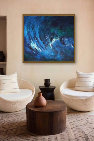 Breathing Blue (Azure Depths) by artist Sanjay Akolikar displayed in a Minimalist gallery