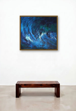 Breathing Blue (Azure Depths) by artist Sanjay Akolikar displayed in a Urban Loft Living Room