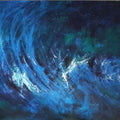 Abstract acrylic painting titled 'Breathing Blue', 60x36 inches, by artist Sanjay Akolikar on Canvas